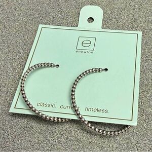 E Newton Silver Beaded Hoop Earrings